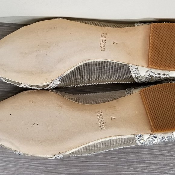 Badgley Mischka Gigi Crystal Pointy Toe Flat, Ivory Satin, Womens Size 7 - Picture 9 of 10